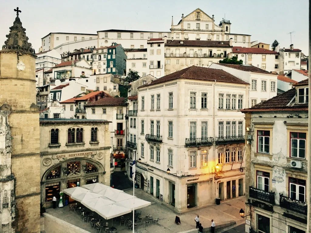 historic district of beautiful city with aged buildings and monastery